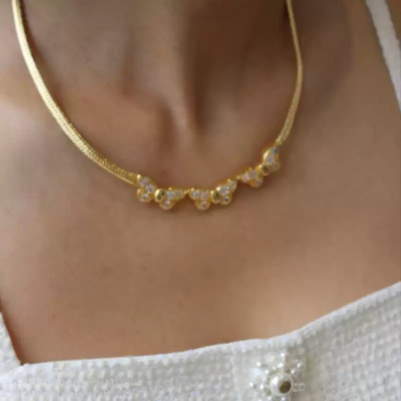 Vintage Pavé Butterfly Snake Chain Jewelry Set