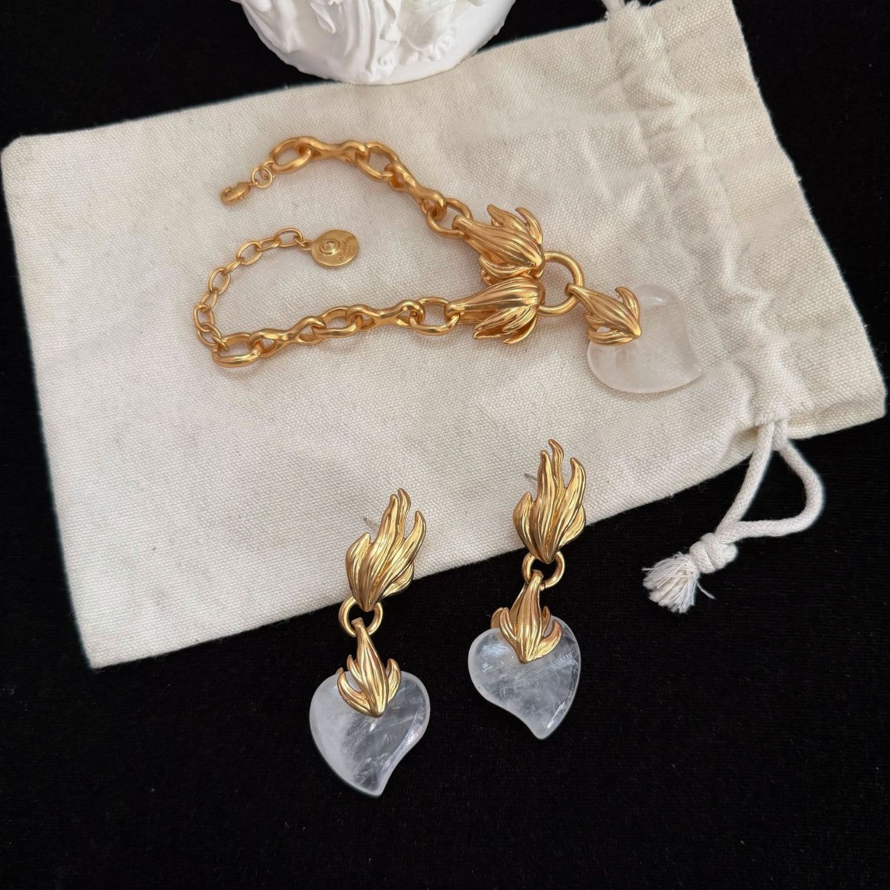 Parisian Lumière Heart Crystal Jewelry Set| 24K Gold-Plated