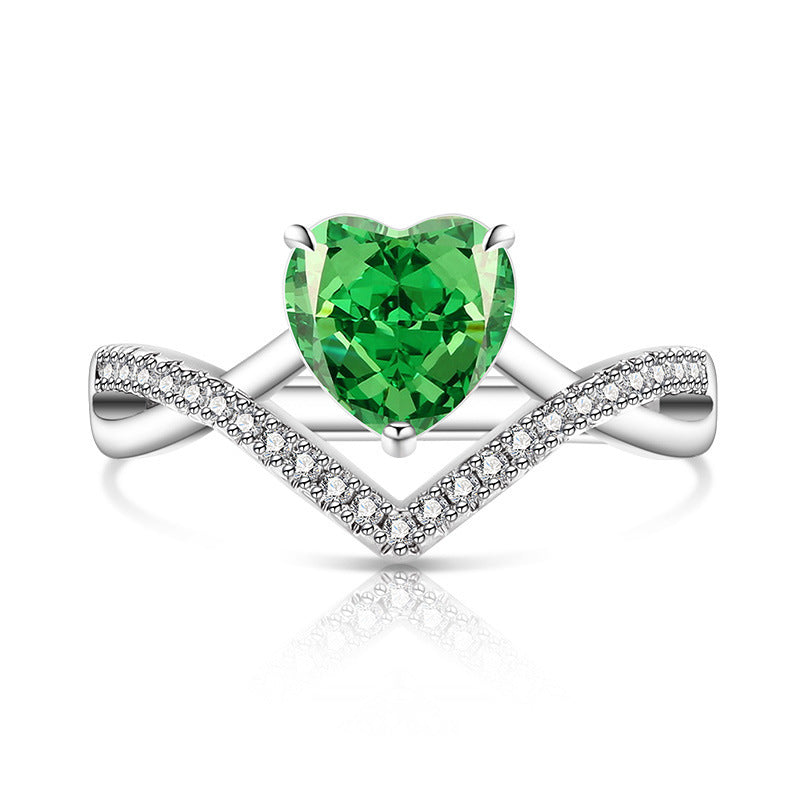 Chevron Heart Pavé Ring|Romantic V-Shape 5A CZ Ring