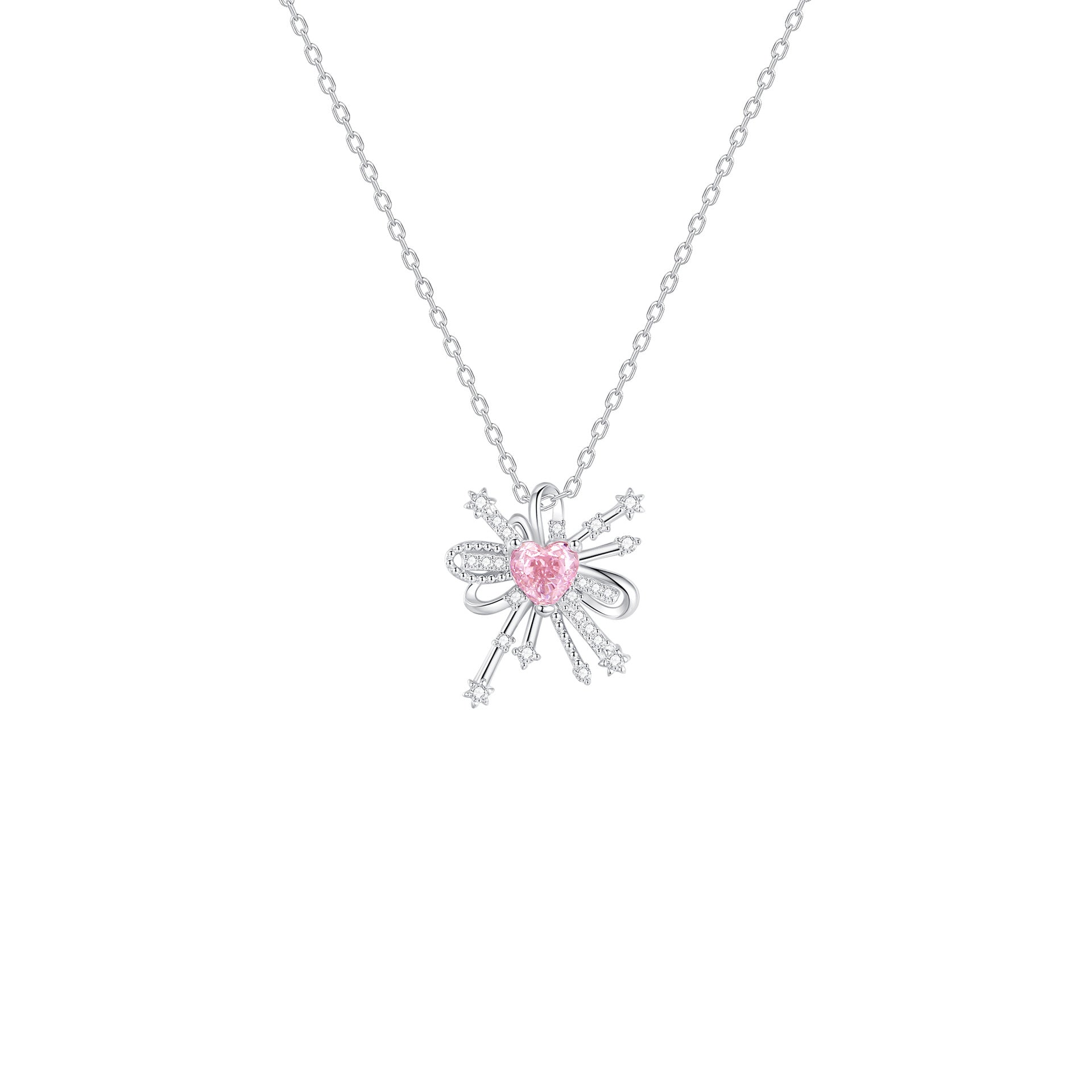 925 Sterling Silver Sweetheart Bow Necklace