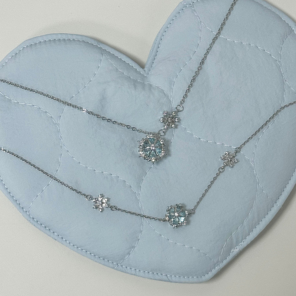 S925 Sterling Silver Winter Snowflake Necklace Bracelet
