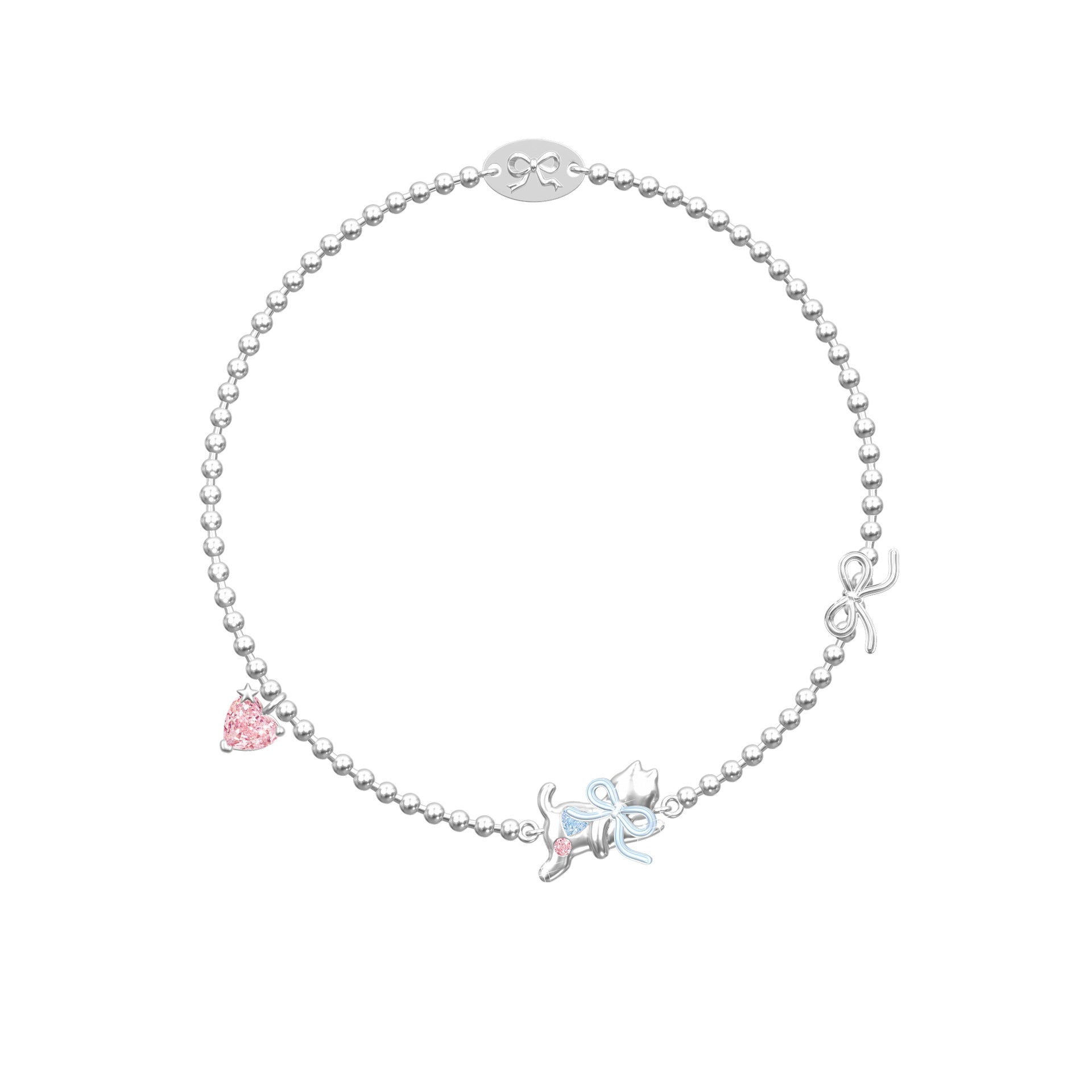 925 Sterling Silver Sweetheart Kitty Jewelry Set