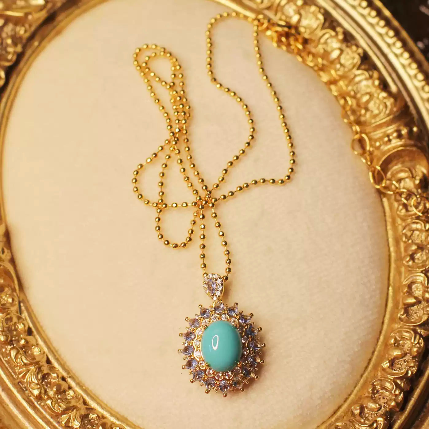 Vintage Turquoise-tone Starburst Halo Halo Jewelry Set
