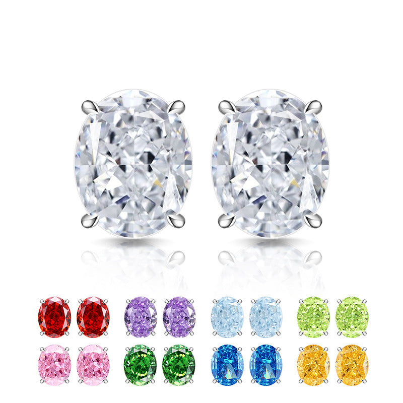 Classic Oval Stud Earrings 5A Cubic Zirconia