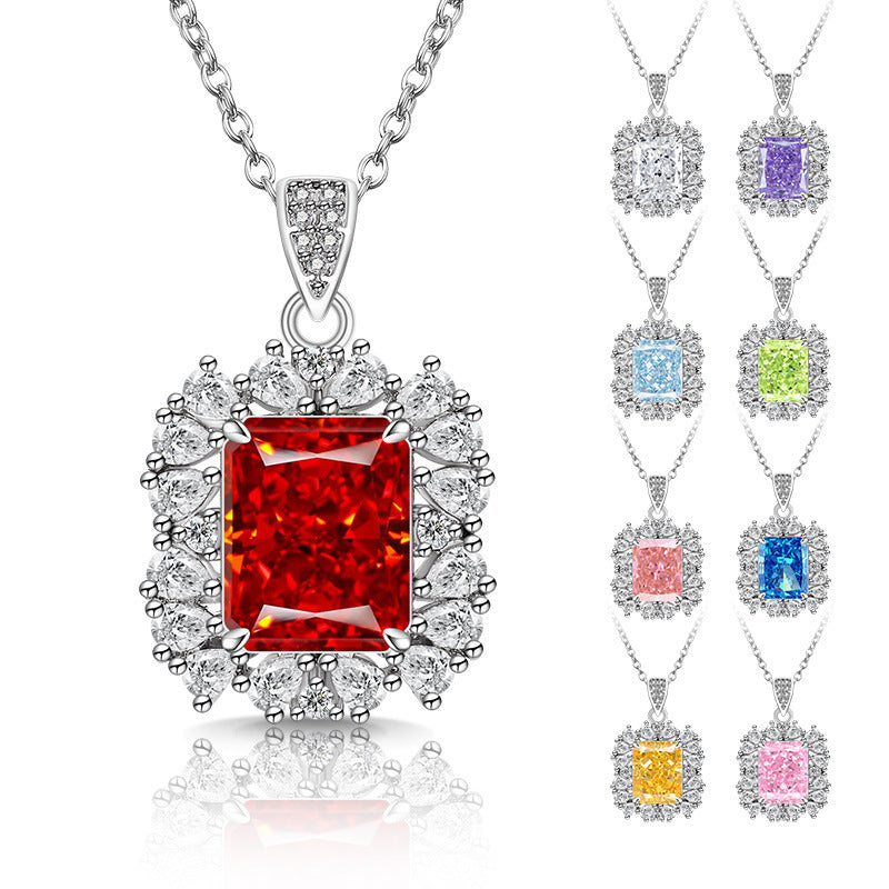 Royal Empress Radiant-Cut Pendant Necklace for Women