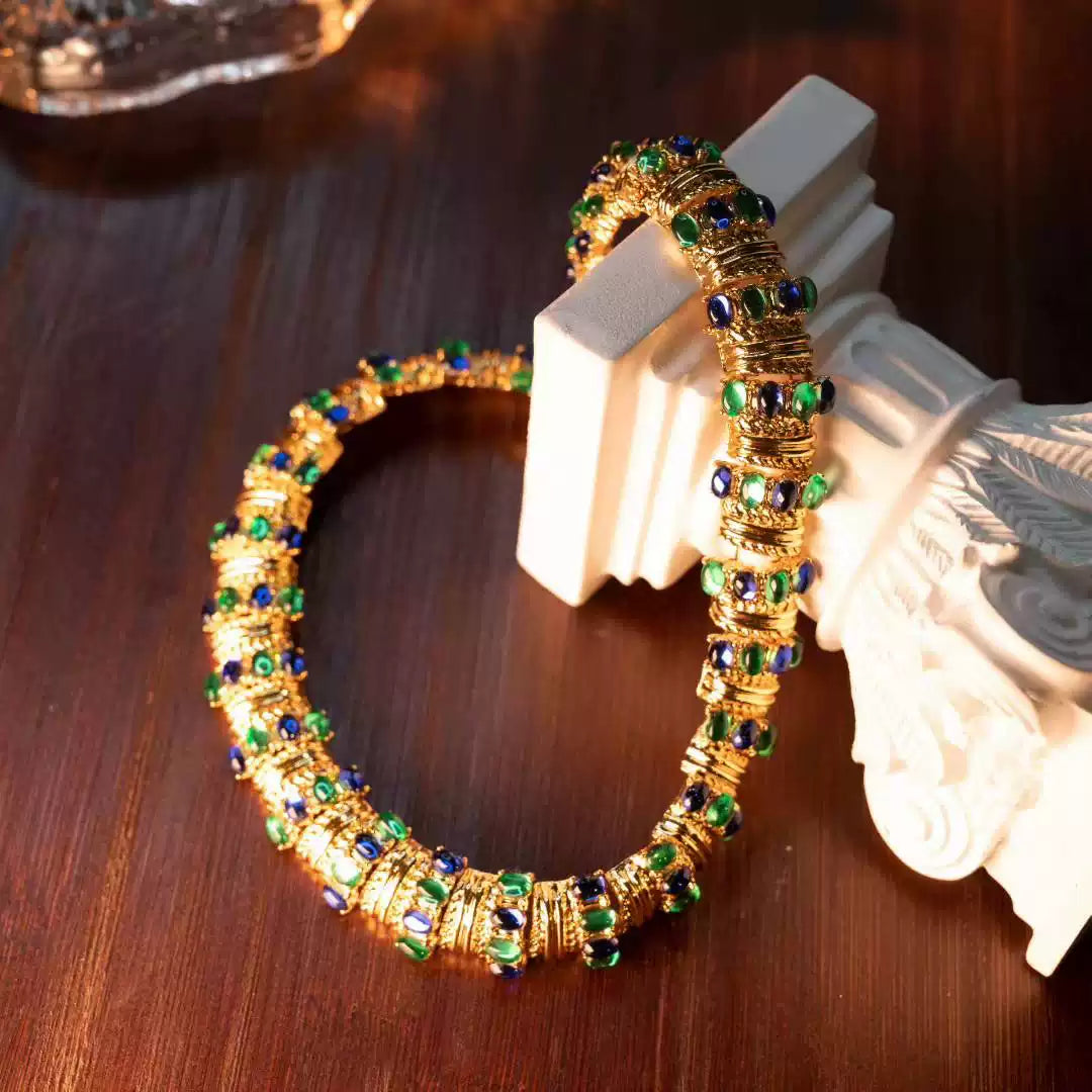 1980s Statement Jewel-Tone Tubogas Choker & Earring Parure