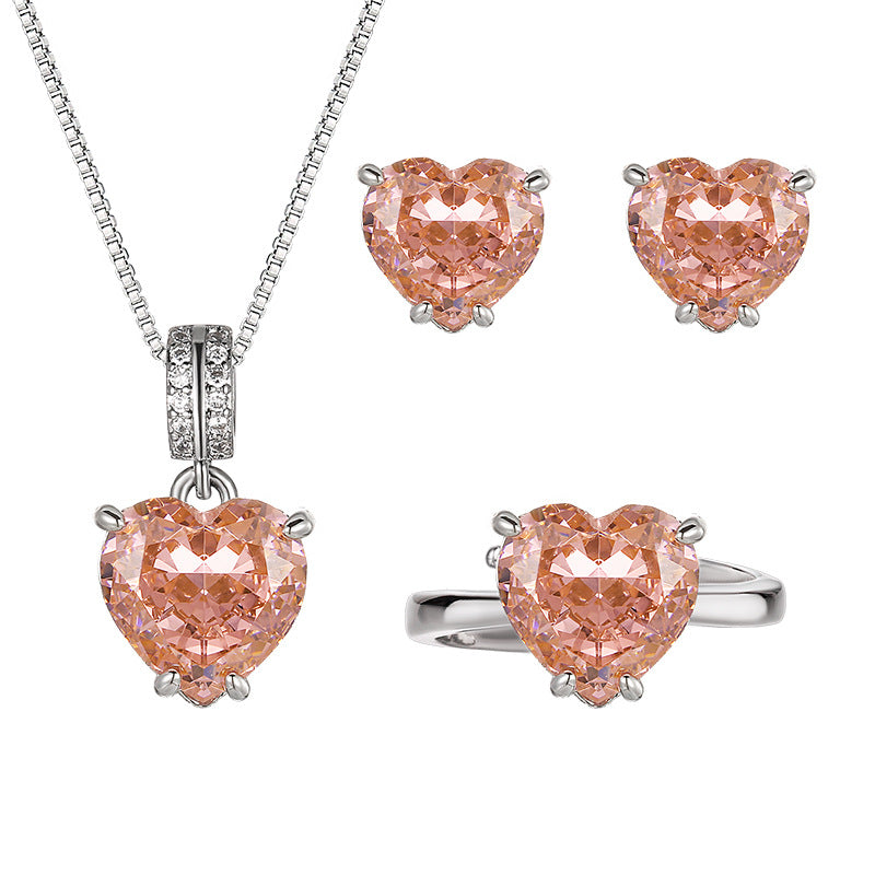 Pink Sweetheart Jewelry Set|Sparkling 5A CZ Necklace Set