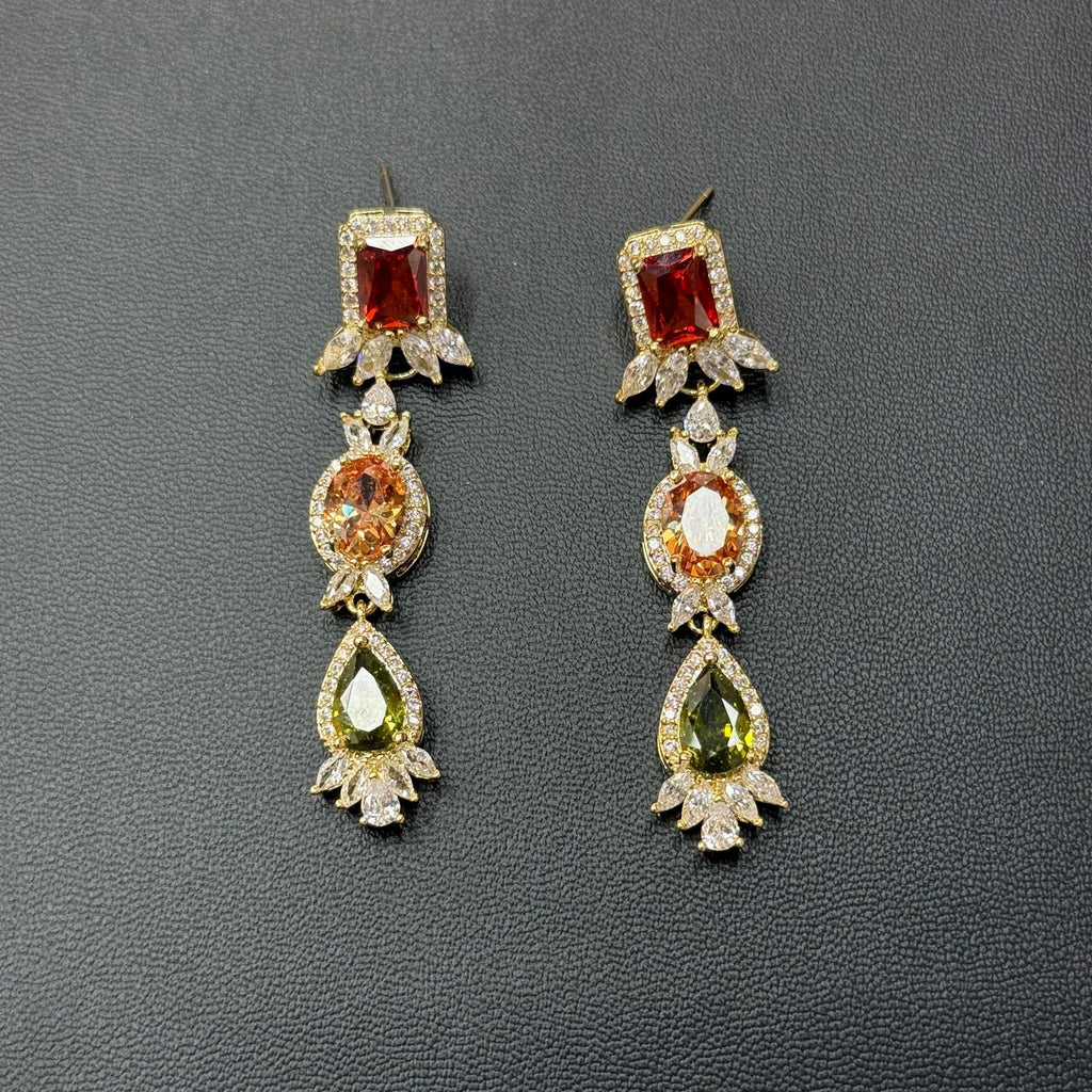 Pastel Gemstone-Tone Teardrop Garland Bridal Jewelry Set