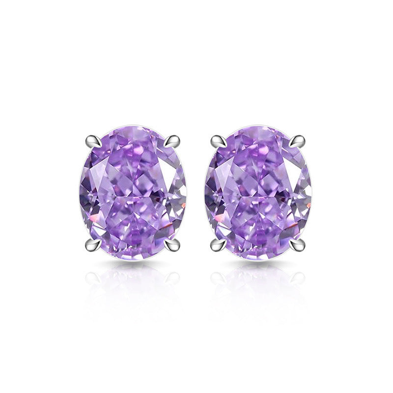 Classic Oval Stud Earrings 5A Cubic Zirconia