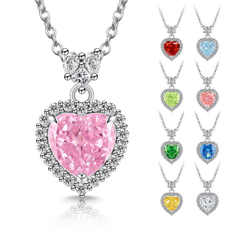 Double Heart Halo Pendant Necklace