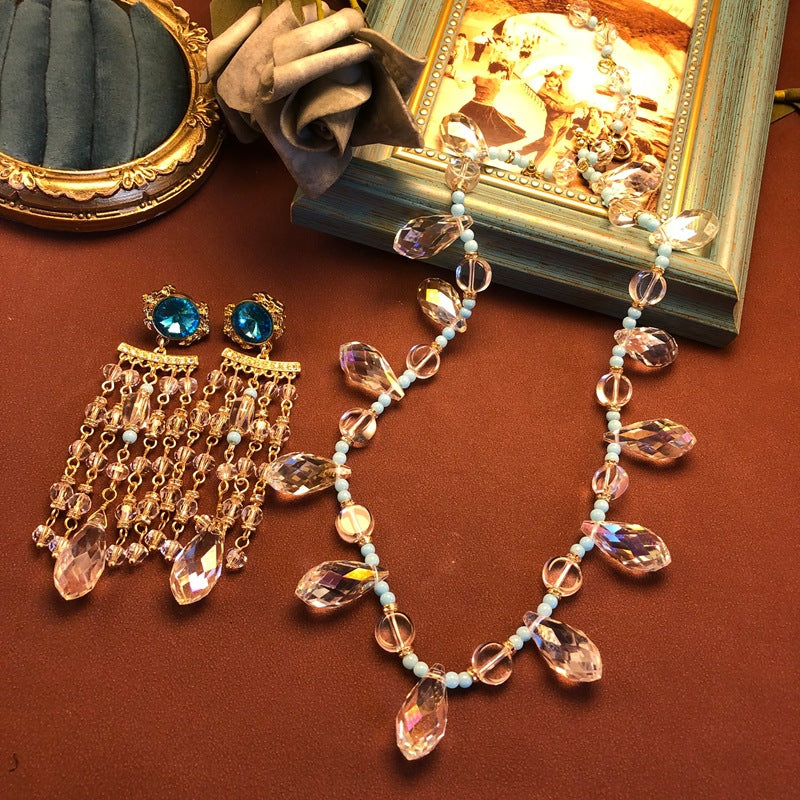 The Capri Cascade Crytal Taseel Jewelry Set