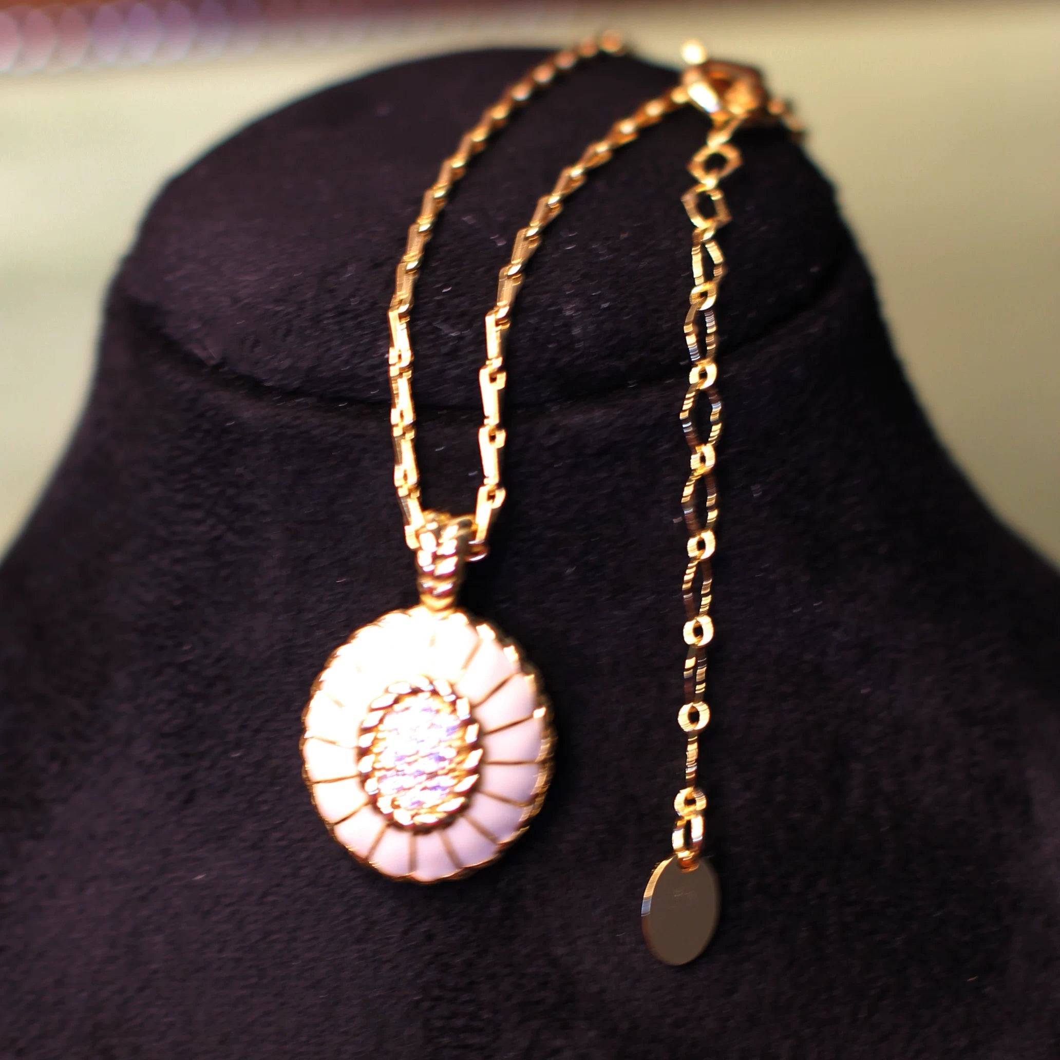 Vintage Cream Enamel Pavé Jewelry Set