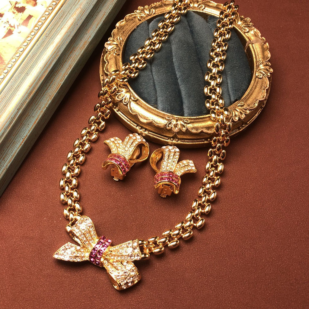 The Parisian Bow Suite|18K Gold Vintage Statement Jewelry