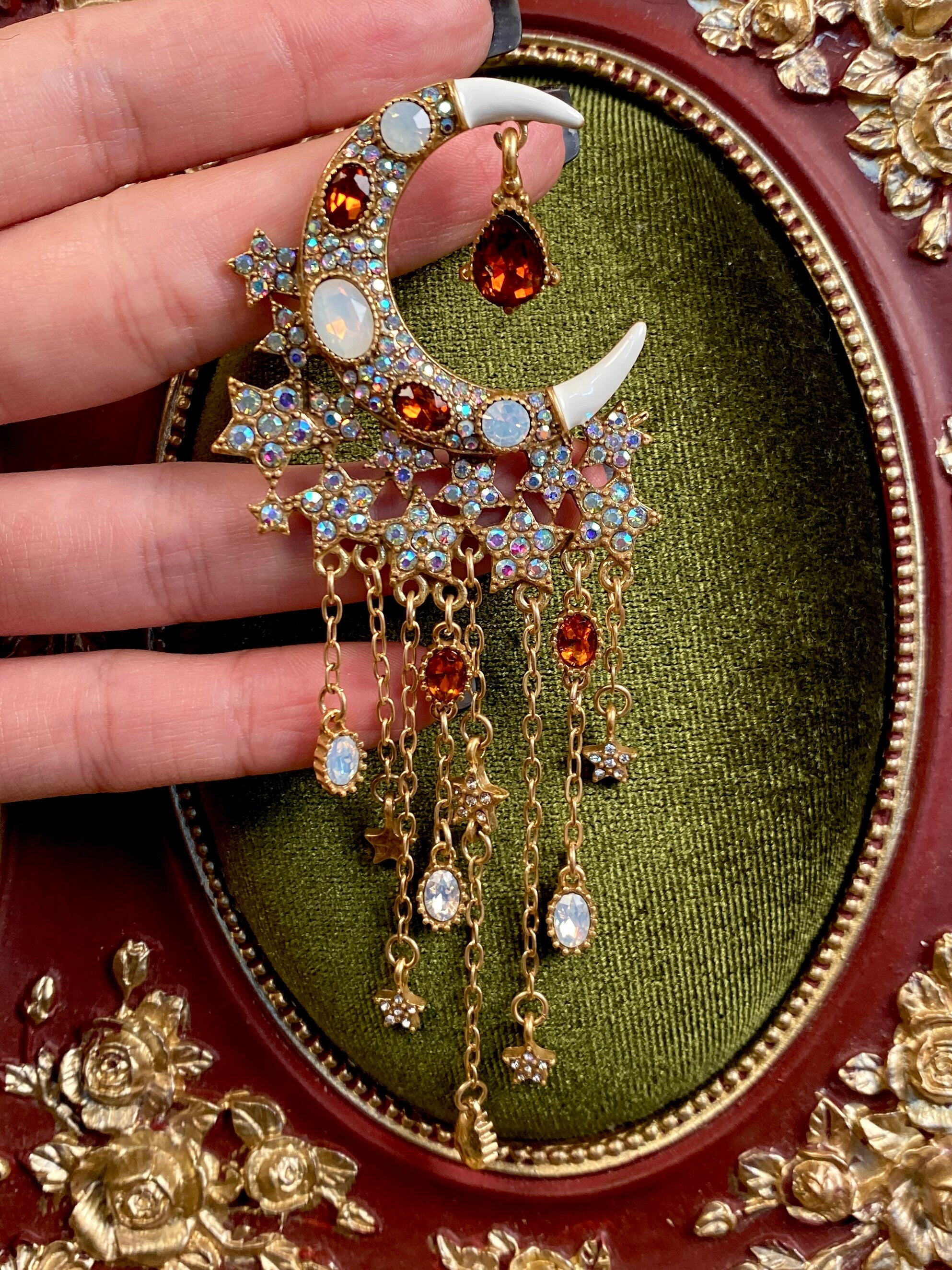 Vintage Cascading Moon Star Statement Jewelry Set