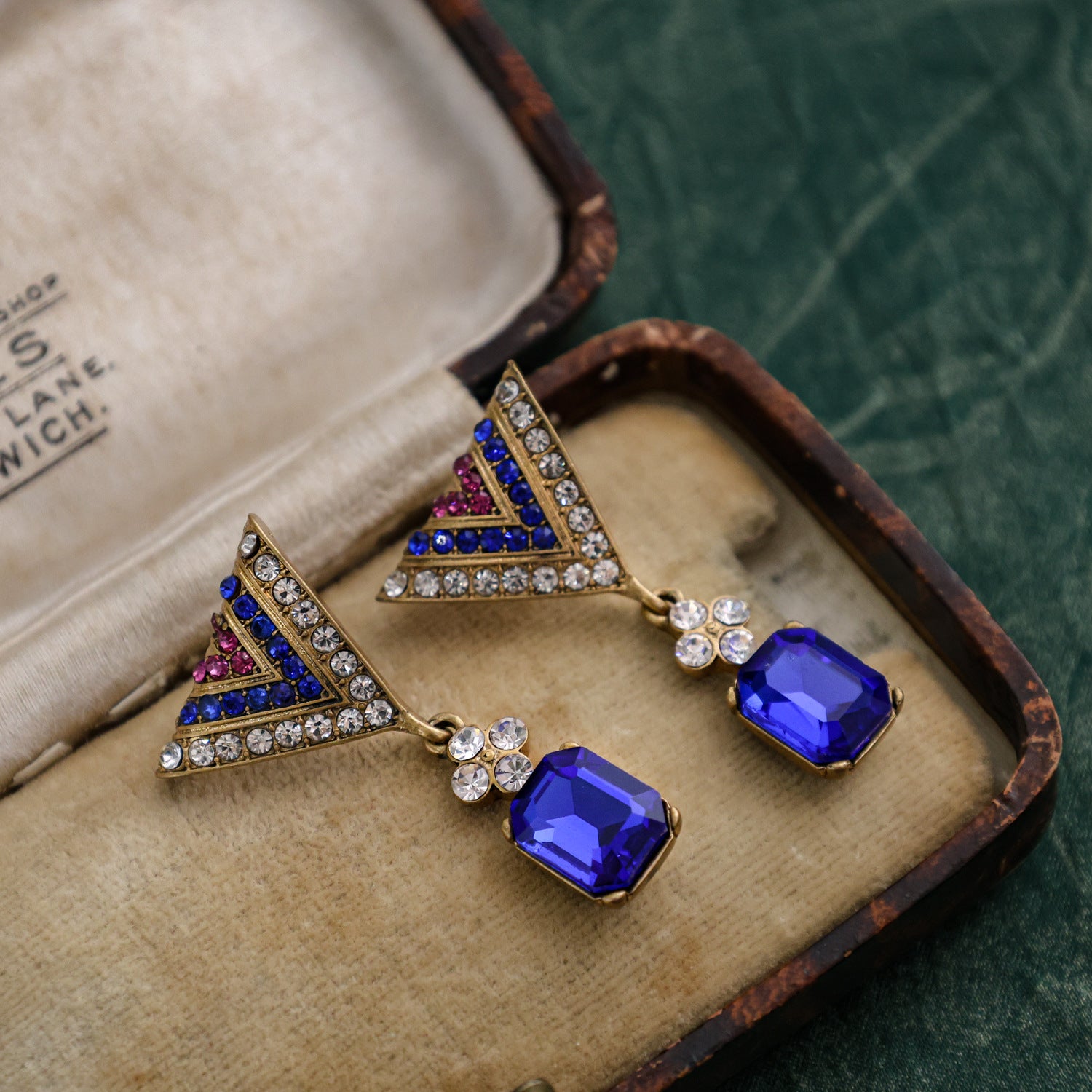Egyptian Revival Sapphire Blue Chevron Evening Parure
