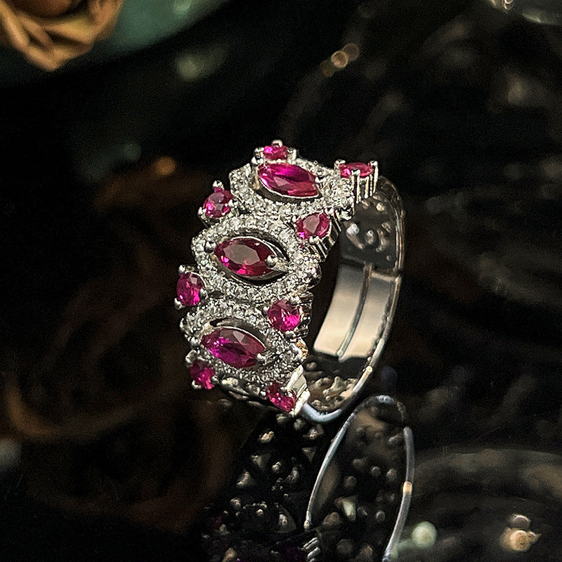 Ruby Red Deco Fan Set | Marquise Skirt 5A CZ Jewelry Set