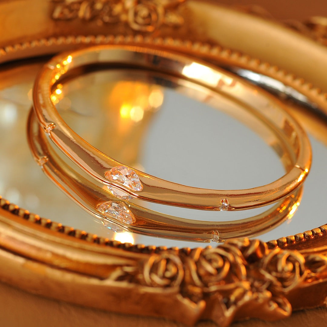 Celestial Orbit Rotating Bangle|18K Gold Plated