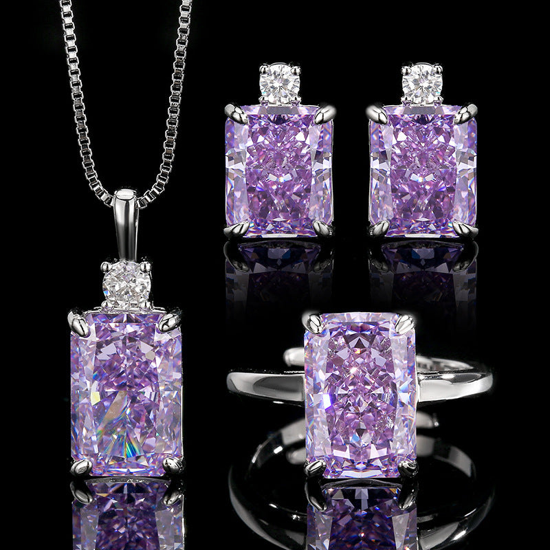 Orchid Radiant Jewelry Set | Lilac Emerald-Cut 5A CZ