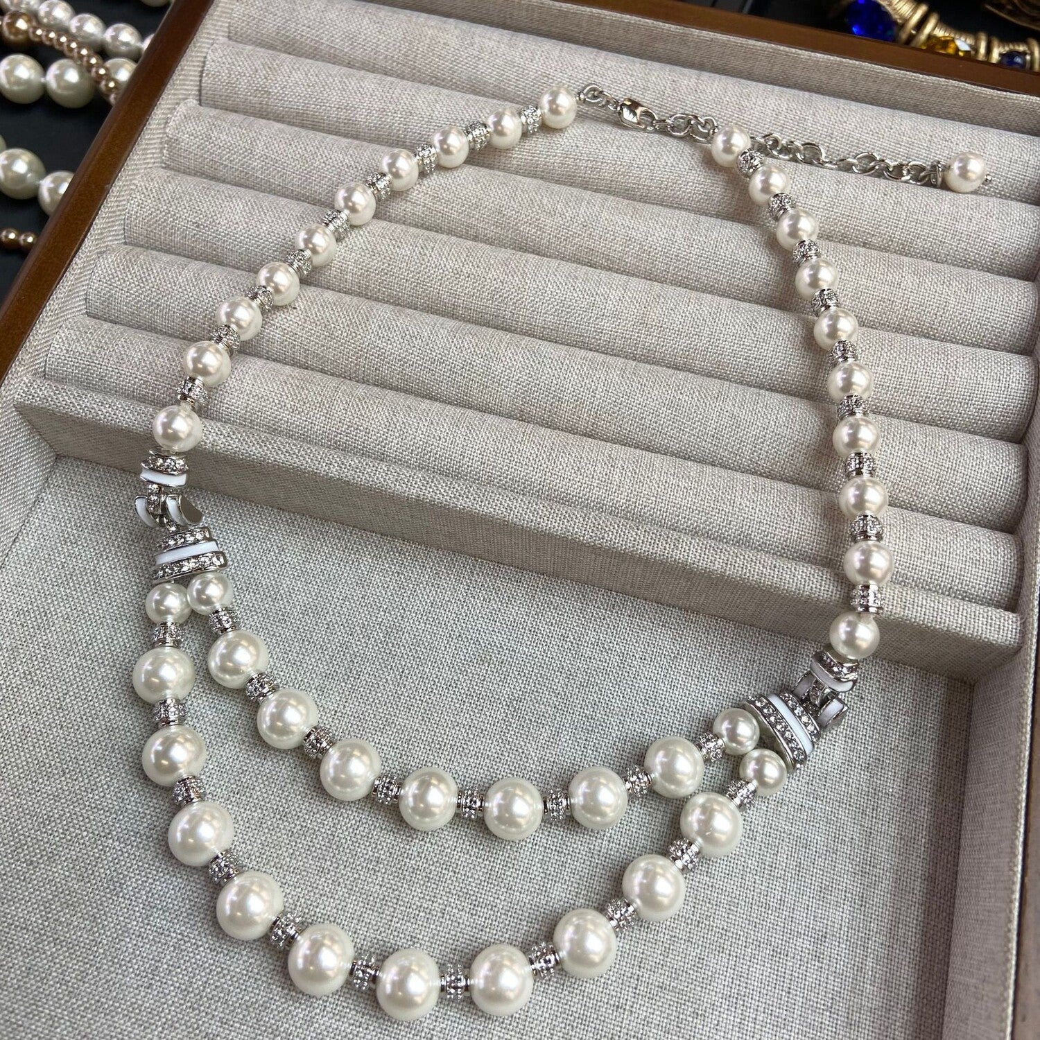 Downton 1920s Art Deco Pearl Statement Necklace Earrings