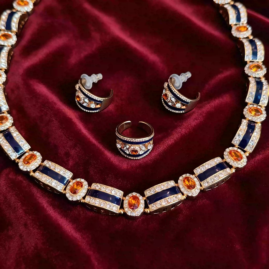 Art Deco Curved Link Statement Jewelry Set