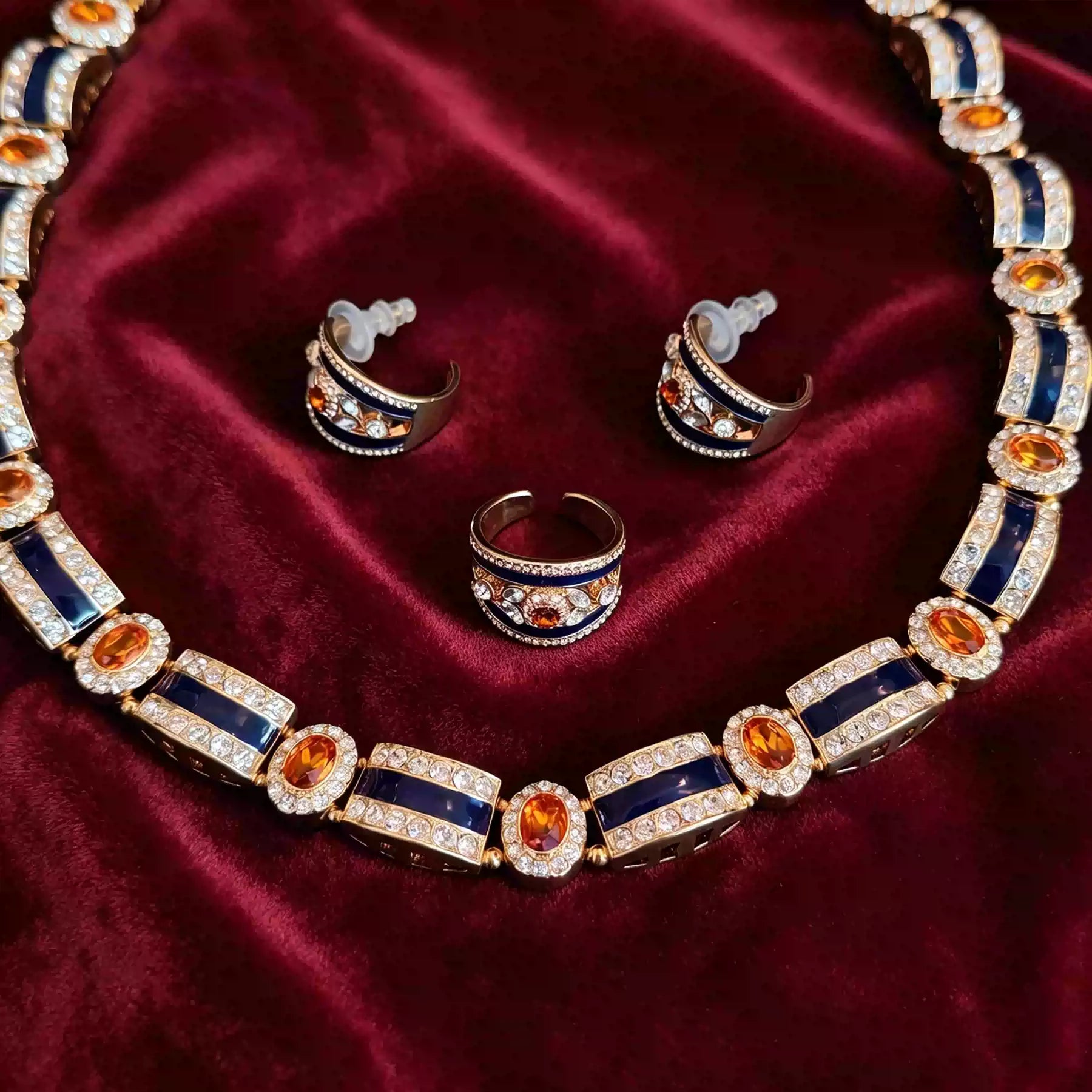 Art Deco Curved Link Statement Jewelry Set