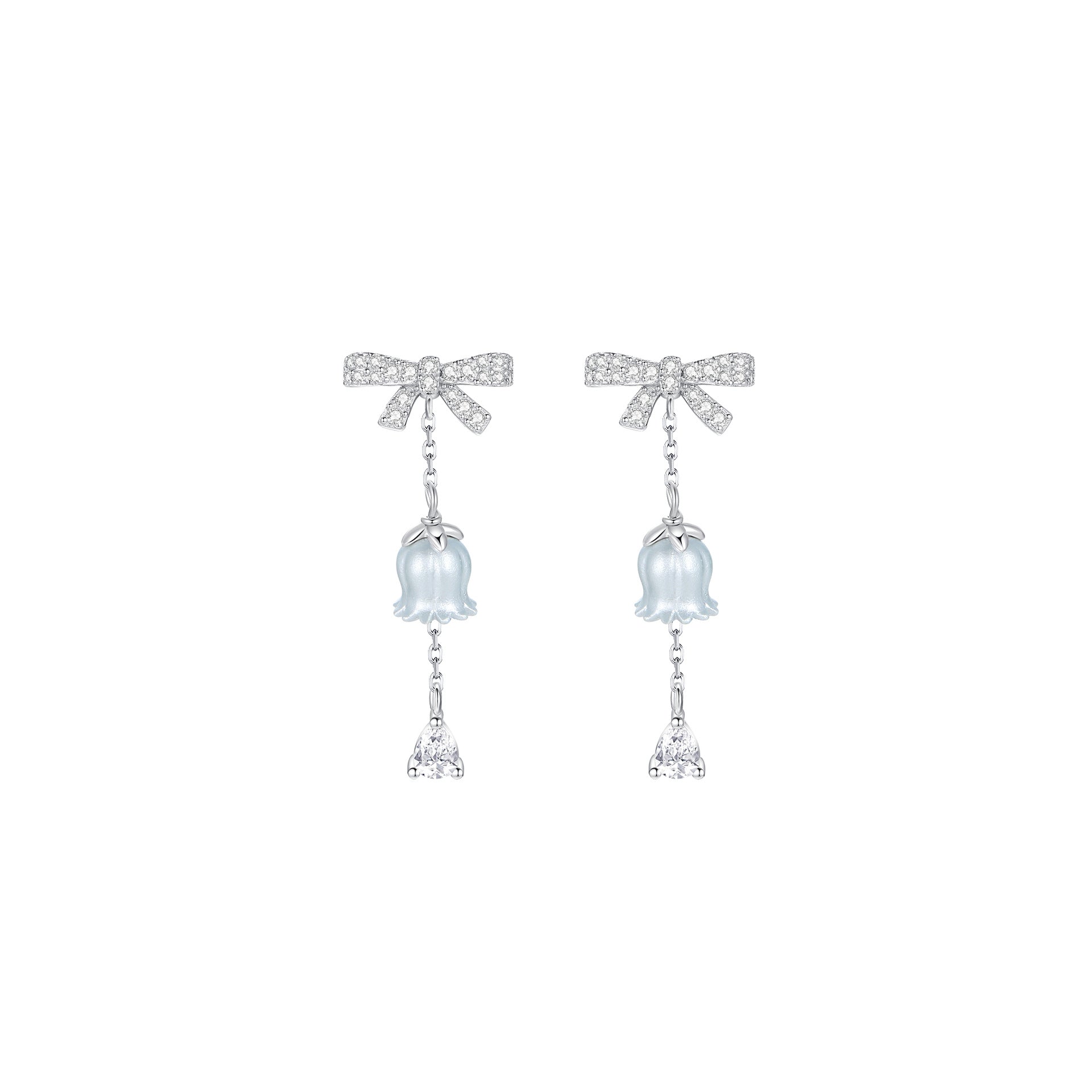 925 Sterling Silver Lily of the Valley Necklace & Earrings Set