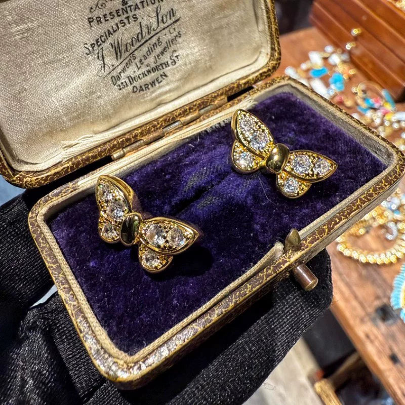 Vintage Pavé Butterfly Snake Chain Jewelry Set