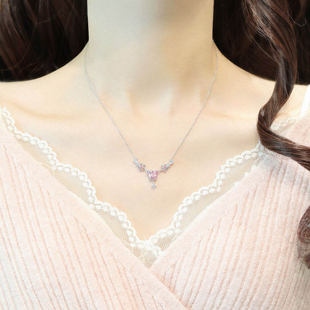 925 Sterling Silver Cherry Blossom Kitten Designer Jewelry Set