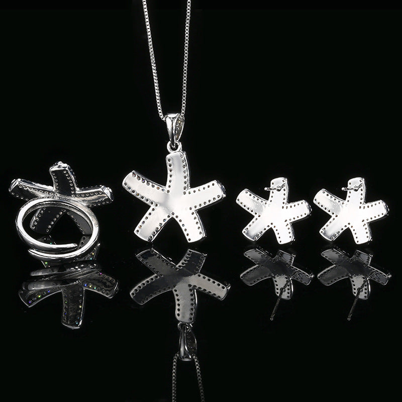 Coastal Starfish Jewelry Set | Blue Gradient 5A CZ Star Design
