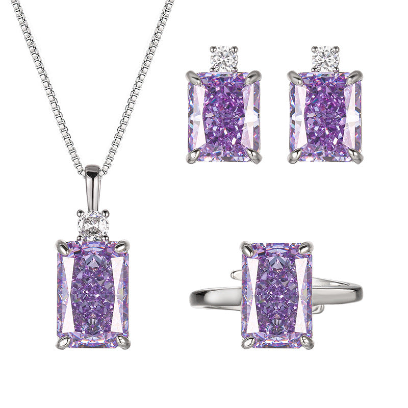 Orchid Radiant Jewelry Set | Lilac Emerald-Cut 5A CZ
