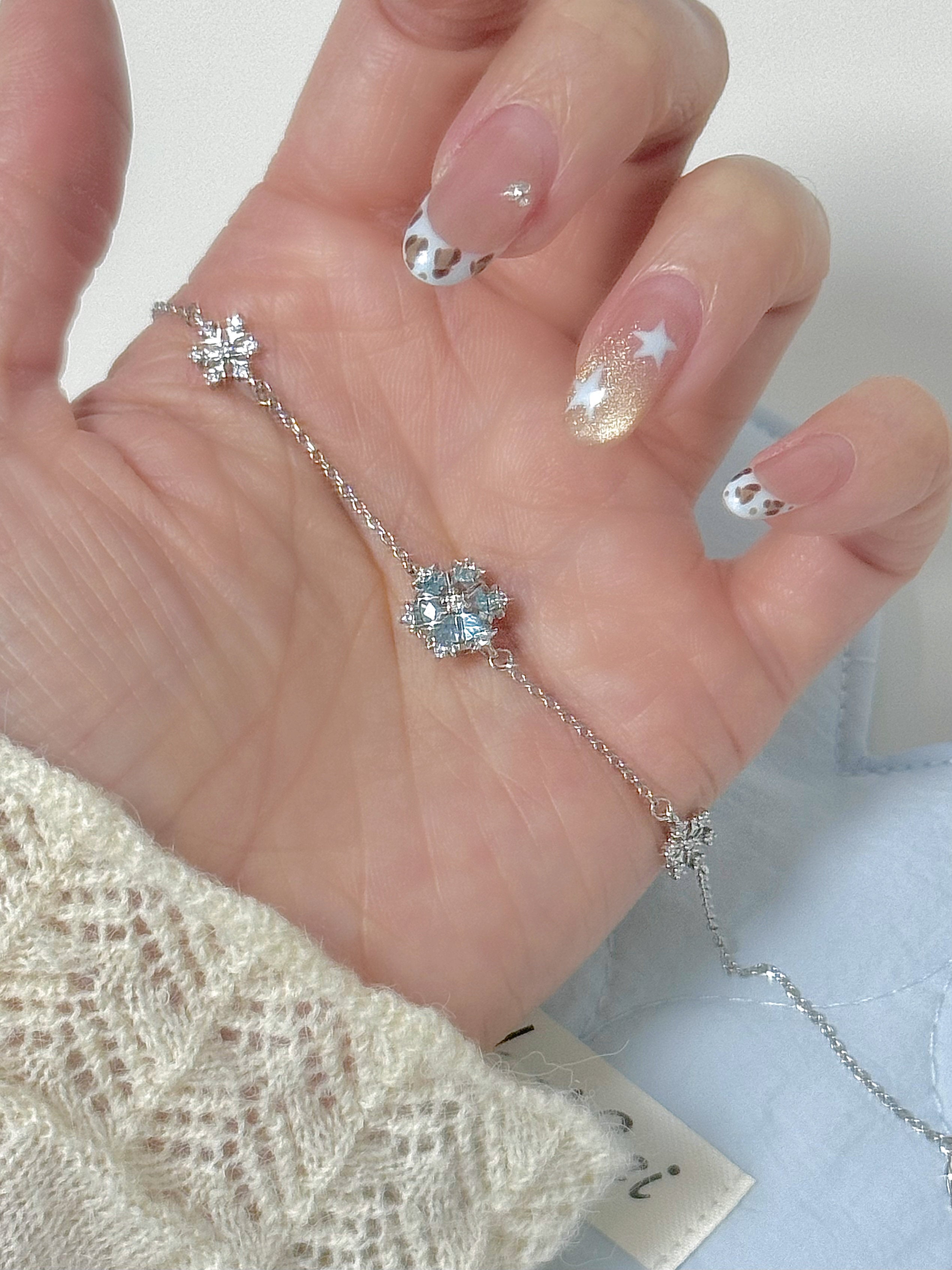 S925 Sterling Silver Winter Snowflake Necklace Bracelet