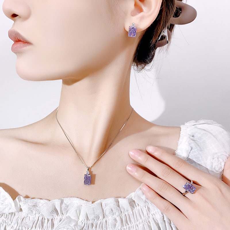 Orchid Radiant Jewelry Set | Lilac Emerald-Cut 5A CZ