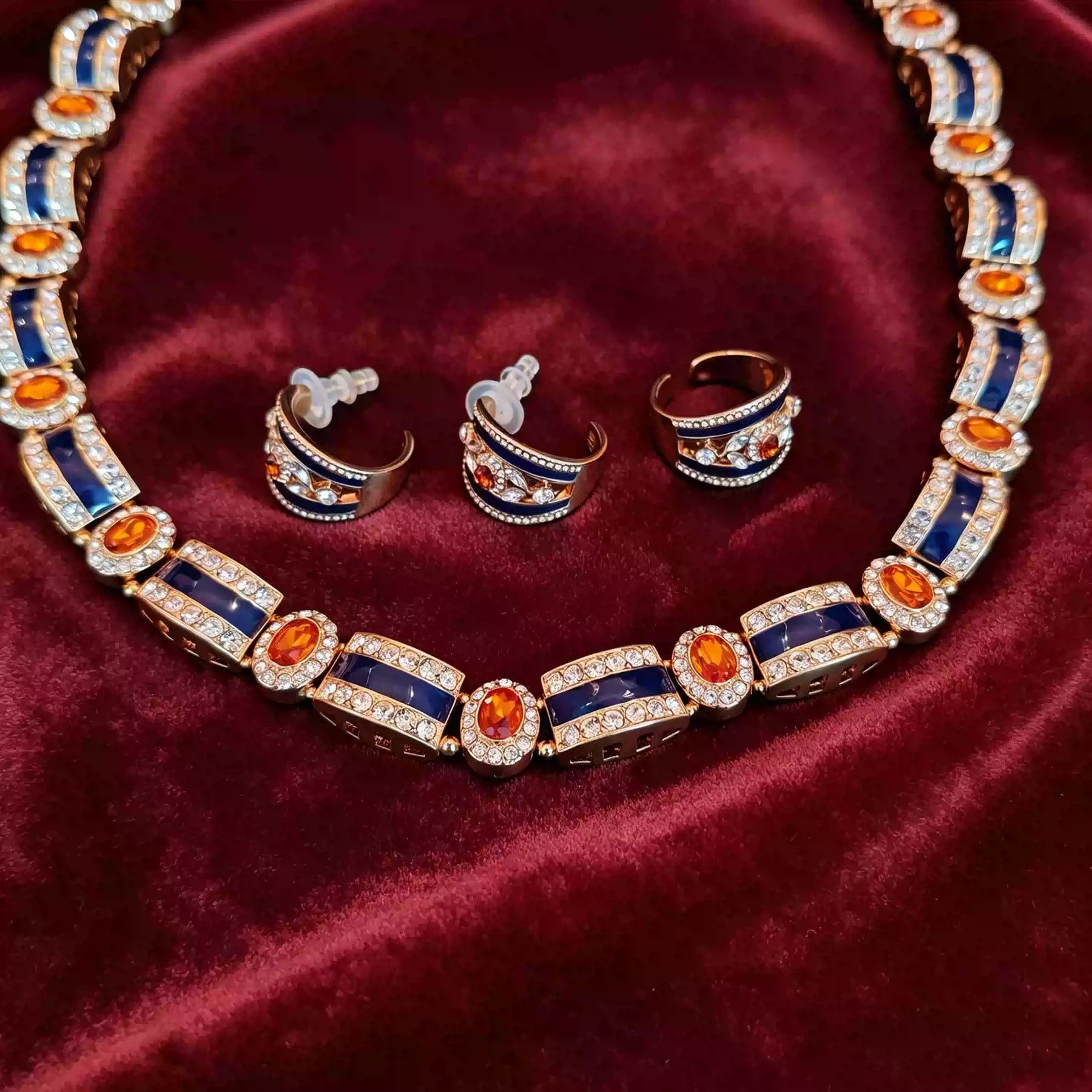 Art Deco Curved Link Statement Jewelry Set