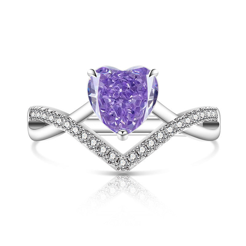 Chevron Heart Pavé Ring|Romantic V-Shape 5A CZ Ring