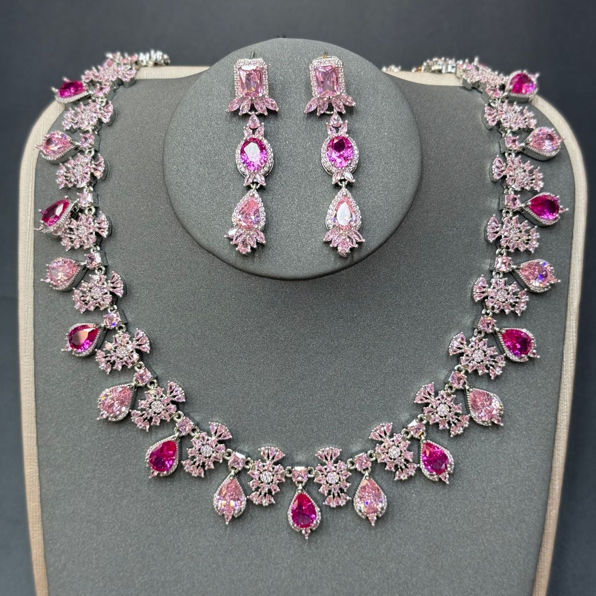 Pastel Gemstone-Tone Teardrop Garland Bridal Jewelry Set
