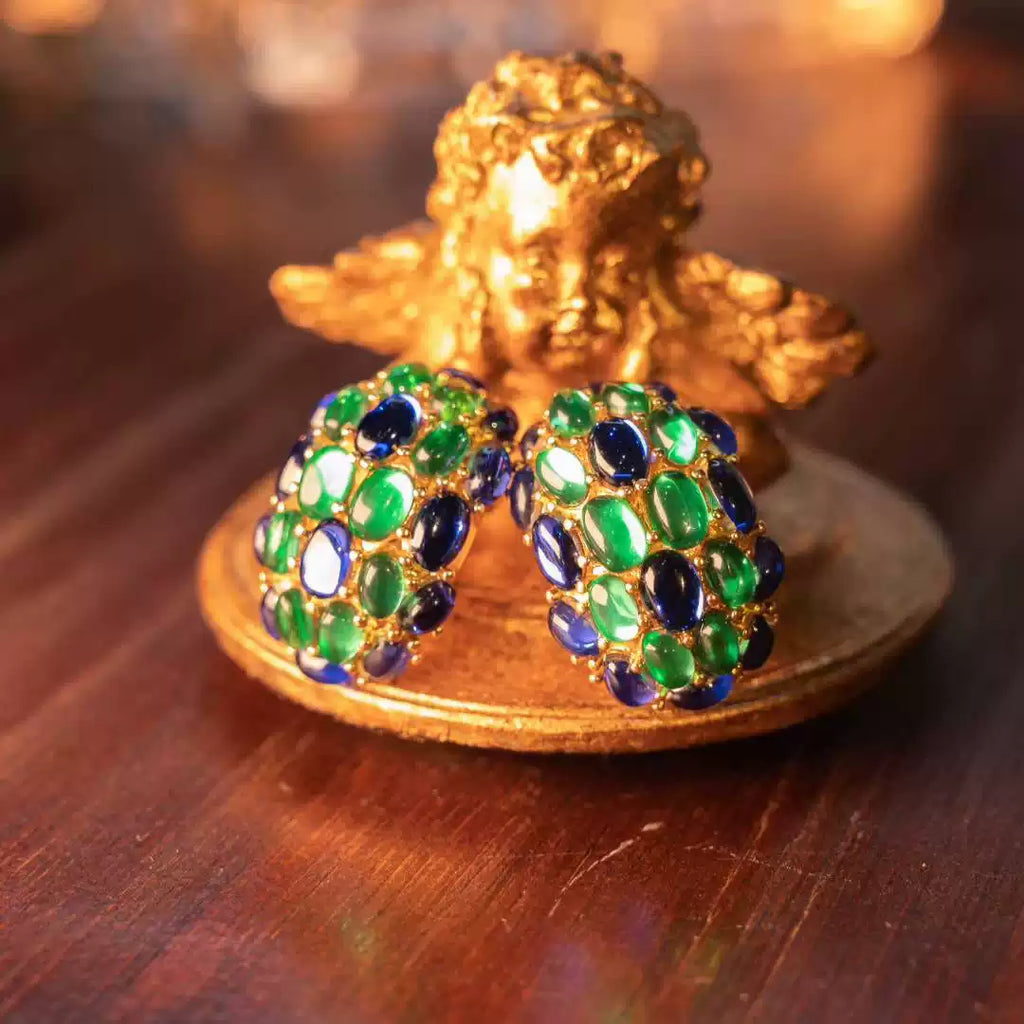 1980s Statement Jewel-Tone Tubogas Choker & Earring Parure