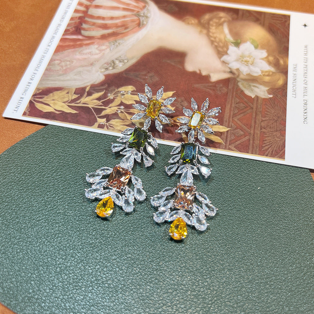 Cushion-Cut Sage Green & Marquise Cluster Wedding Parure