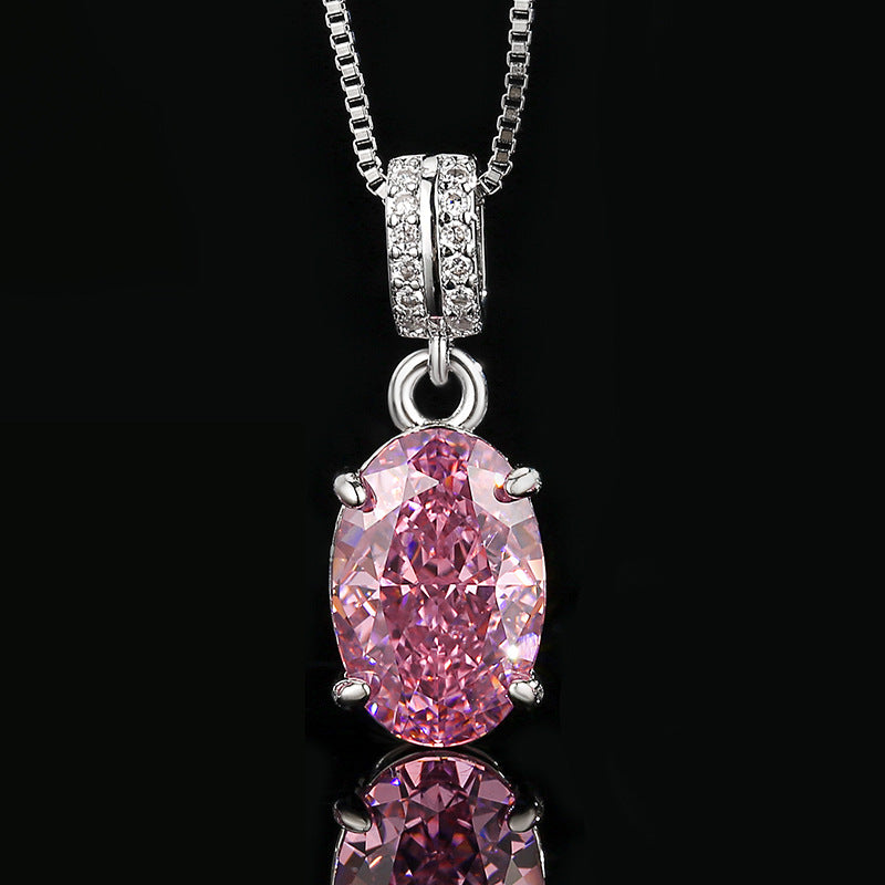 Fuchsia Oval Solitaire Jewelry Set