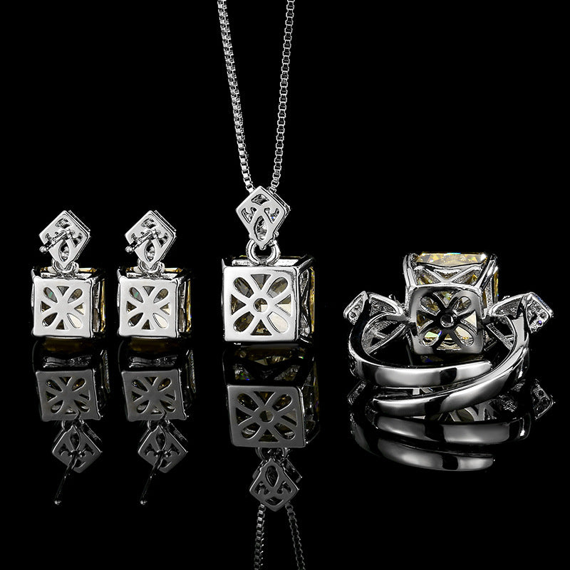Canary Radiant Deco Jewelry Set|5A CZ Chevron Bridal Set