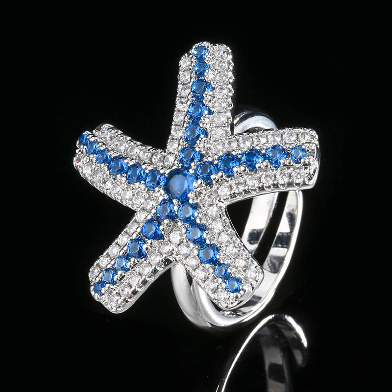 Coastal Starfish Jewelry Set | Blue Gradient 5A CZ Star Design