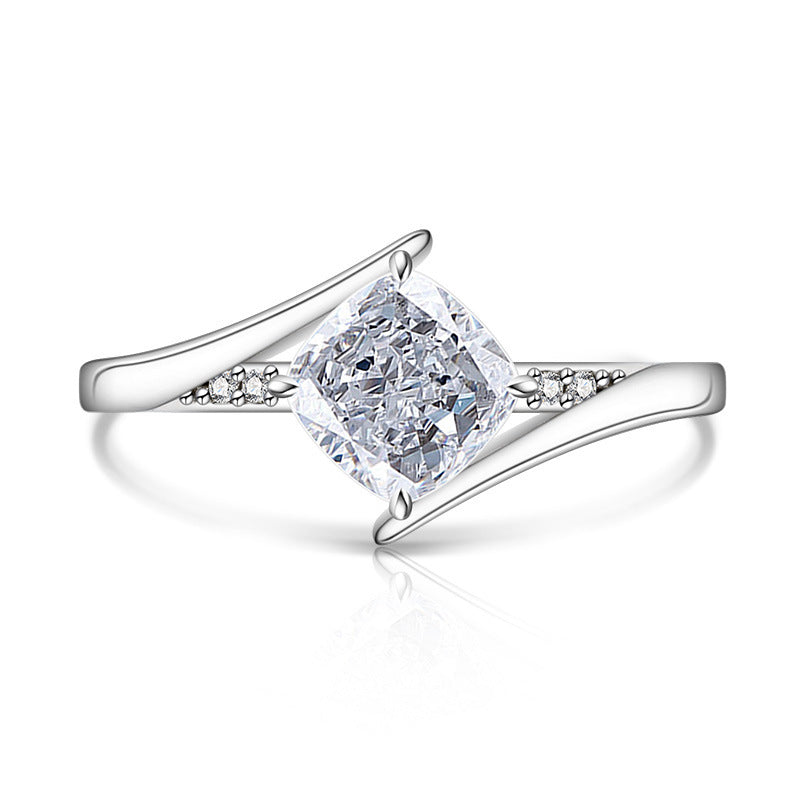 Modern Bypass Cushion-Cut Ring