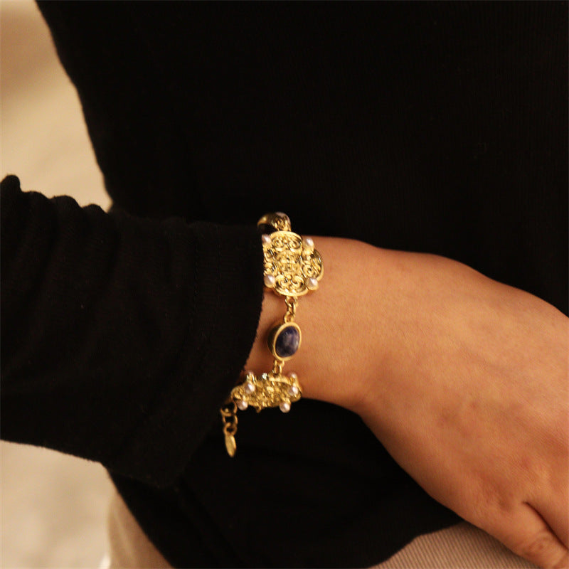 Boho Vintage Floral Filigree Natural Stones Vacation Matching Set