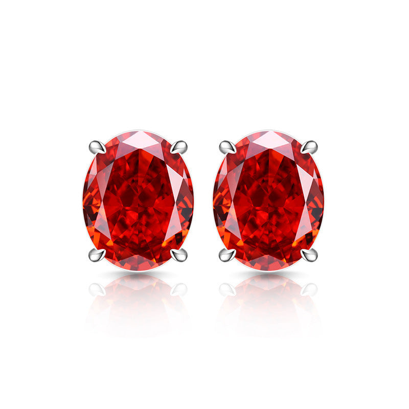 Classic Oval Stud Earrings 5A Cubic Zirconia