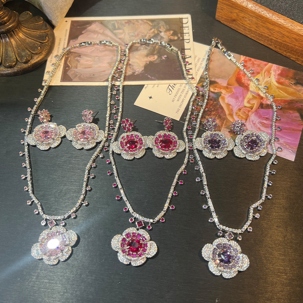 Couture Camellia Gemstone-Tone Wedding Jewelry Set
