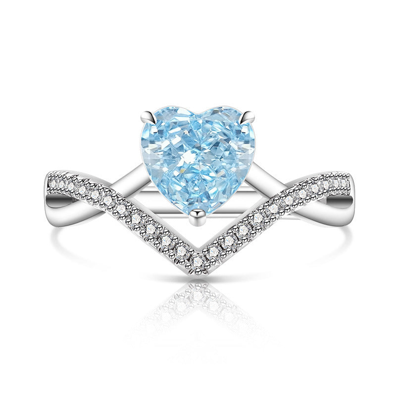 Chevron Heart Pavé Ring|Romantic V-Shape 5A CZ Ring