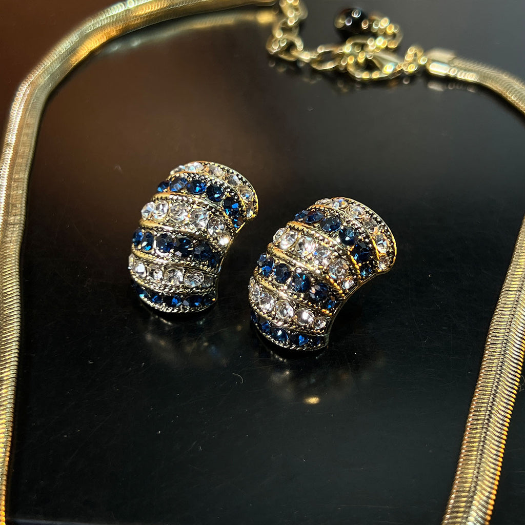 Royal Blue Barrel Pendant & Fluid Snake Chain Necklace Set