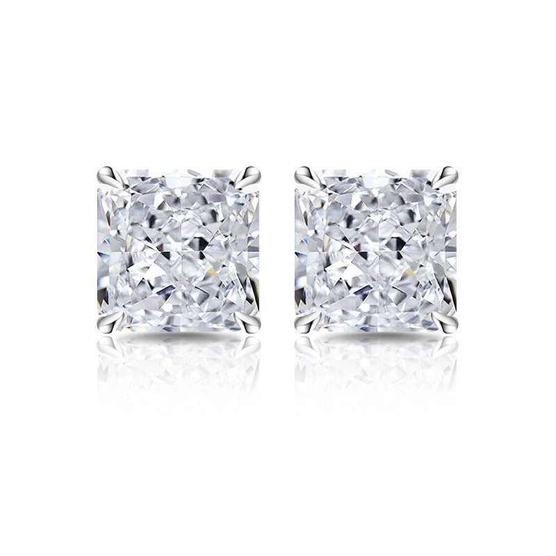 5A Cubic Zirconia Radiant-Cut Stud Earrings