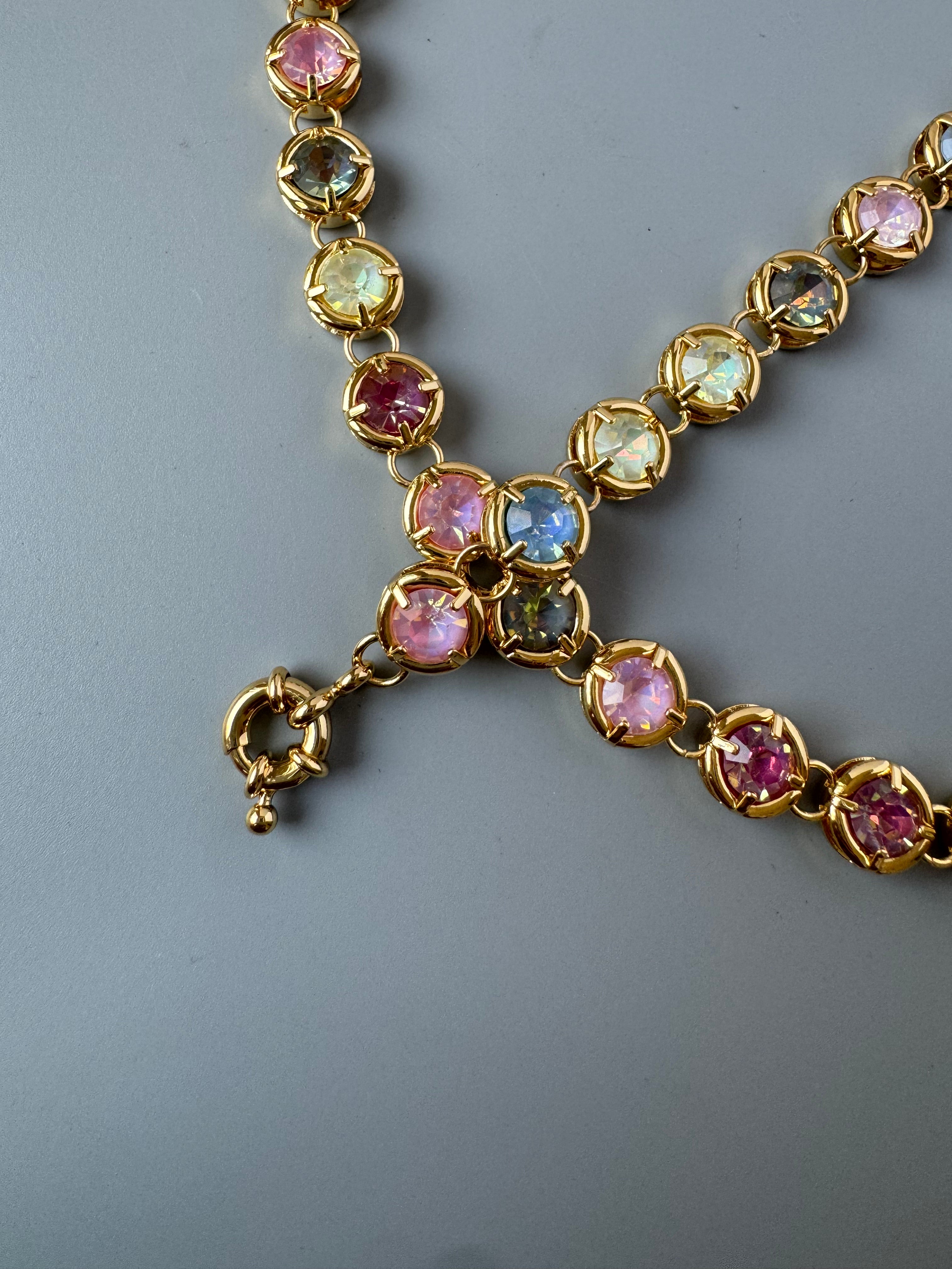 18K Gold Plated Multi-Color CZ Necklace