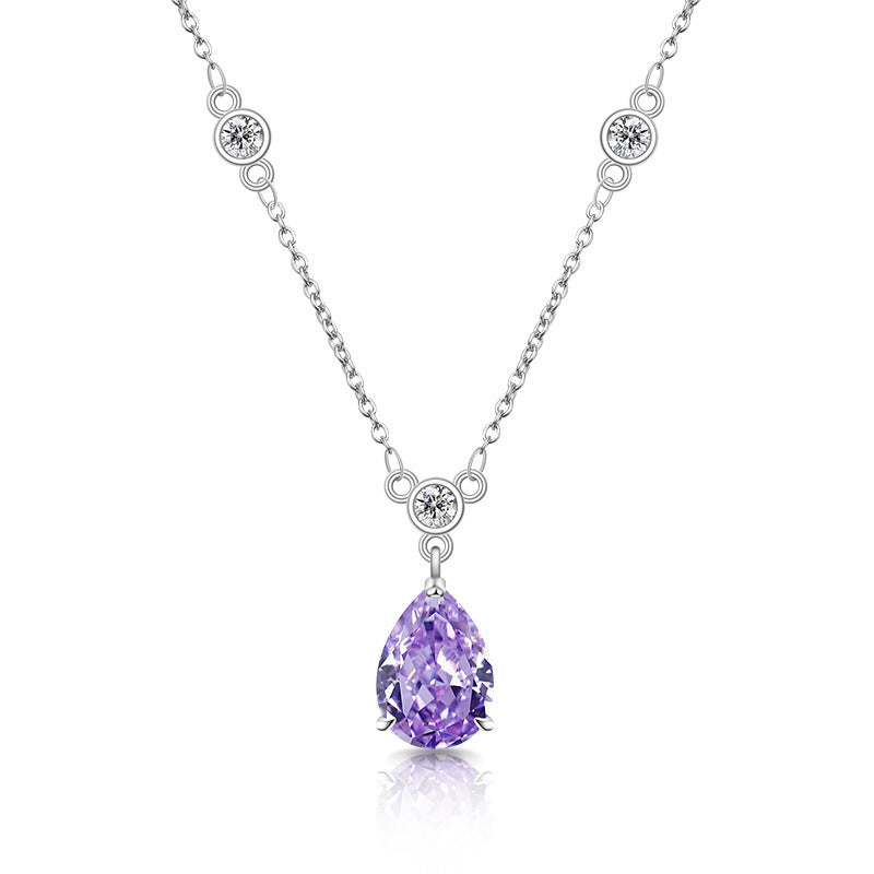 Teardrop Necklace with Sparkling 5A Cubic Zirconia