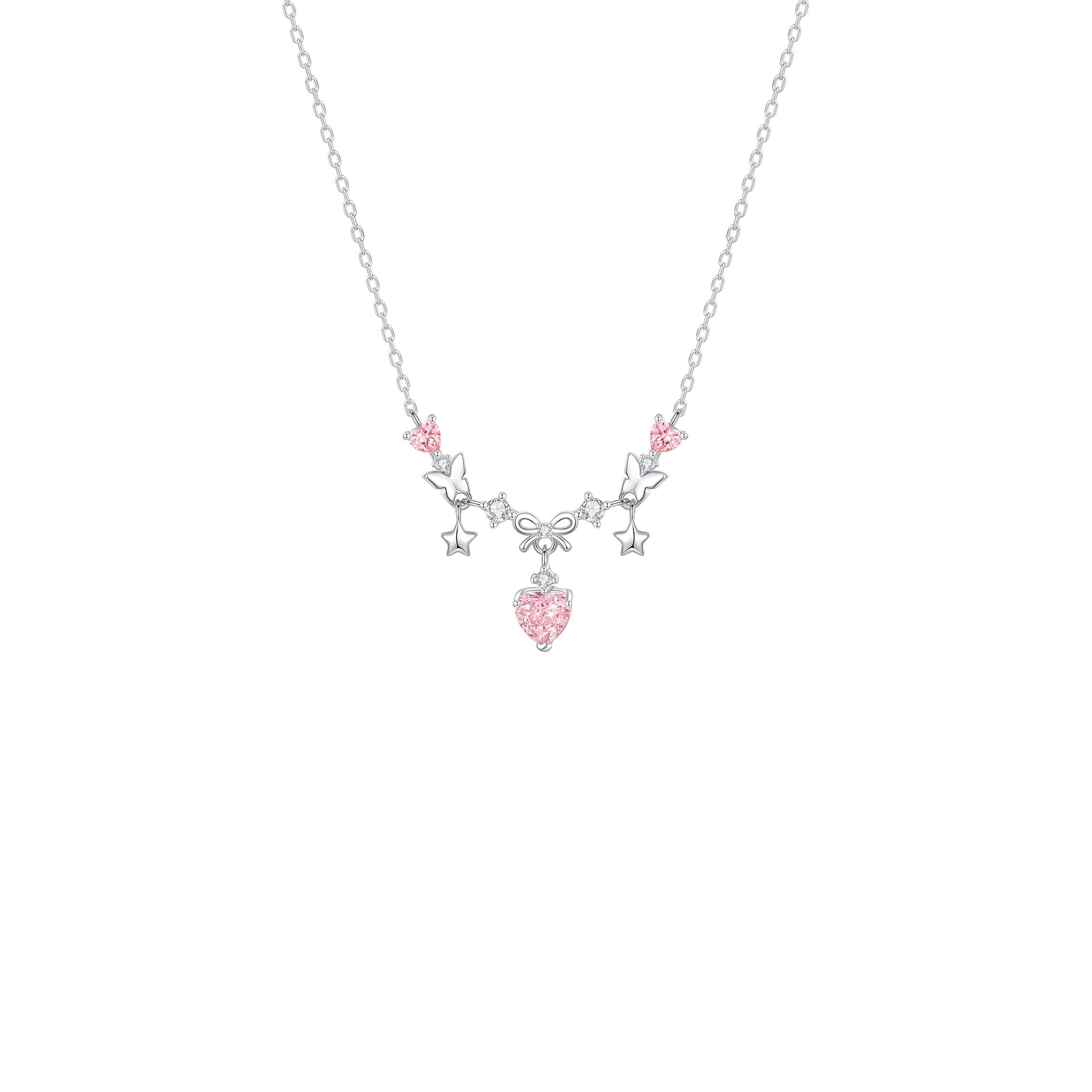 925 Sterling Silver Sweetheart Bow Necklace